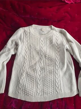 J. Crew Cream Cable Knit Crewneck Sweater